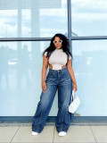 Women's High Waist Wide Leg Denim Pants