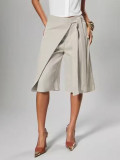 Women's Career Wrap Lace-Up Wide Leg Knee-Length Shorts