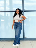 Women's High Waist Wide Leg Denim Pants