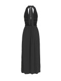 Summer Women's Sexy Holiday Halter Neck Deep V Low Back Split Elastic Waist Maxi Dress