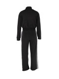 Women's Streetwear Sport Side Stripe Long Sleeve Zip Top and Wide Leg Pants Two-Piece Set