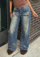 Women's Ink Splash Loose Wide Leg Denim Pants