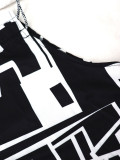 Summer Women's Holiday Geometric Print Strap Low Back Loose Pocket Maxi Dress