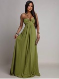 Women Spring Summer Sexy Holiday Cutout Halter Tie Solid Dress