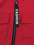 Women's Streetwear Cargo Letter Stand Collar Zip Jacket and Jogger Pants Two-Piece Set