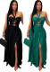 Women Halter Cutout Lace-Up Party Slit Dress