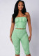 Women Color Block Striped Strapless Top & Capri Pants Two-Piece Set