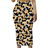 Summer Women's Casual Printed Elastic Waist Long Skirt