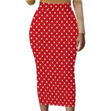 Summer Women's Casual Printed Elastic Waist Long Skirt