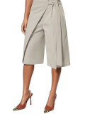 Women's Career Wrap Lace-Up Wide Leg Knee-Length Shorts