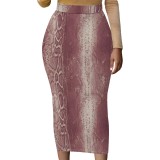 Summer Women's Casual Printed Elastic Waist Long Skirt