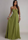 Women Spring Summer Sexy Holiday Cutout Halter Tie Solid Dress