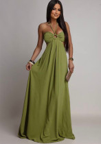 Women Spring Summer Sexy Holiday Cutout Halter Tie Solid Dress Women Spring Summer Sexy Holiday Cutout Halter Tie Solid Dress