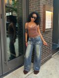 Women's Ink Splash Loose Wide Leg Denim Pants