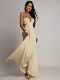 Women Spring Summer Sexy Holiday Cutout Halter Tie Solid Dress