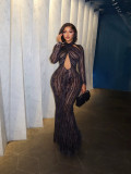 Women Halter Sexy Long Sleeve Casual Dress