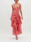 Women Summer Printed V-Neck Dress