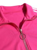 Women's Streetwear Sport Side Stripe Long Sleeve Zip Top and Wide Leg Pants Two-Piece Set