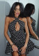 Women Sexy Polka Dot Print Cross Neck Halter Backless Dress