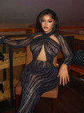 Women Halter Sexy Long Sleeve Casual Dress