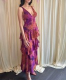 Women Summer Printed V-Neck Dress