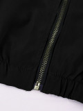 Women's Streetwear Cargo Letter Stand Collar Zip Jacket and Jogger Pants Two-Piece Set
