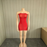 Women's Sexy See-Through Lace Strapless Stretch Bodycon Dress