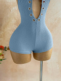 Women Ruched Halter V-Neck Jumpsuit