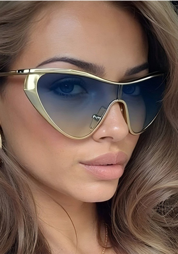 Fashion Oversized Metal Frame UV Protection Sunglasses