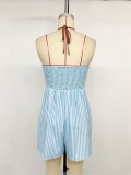 Women Summer V-Neck Halter Striped Jumpsuit