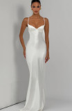 Women's Satin Strap Slim Waist Lace-Up Formal Party Evening Dress