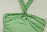 Women Gradient Halter Sleeveless Backless Top & Skirt Two-Piece Set