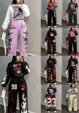 Casual Geometric Print Round Neck Long Sleeve Top & Pants Set