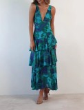 Women Summer Printed V-Neck Dress