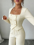 Women Square Neck Top & Wide Leg Pants Two-Piece Set