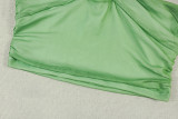 Women Gradient Halter Sleeveless Backless Top & Skirt Two-Piece Set