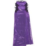 Women Summer Sexy Halter Lace Patchwork Slit Dress