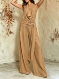 Women Summer Sexy Backless Tie Halter Wide Leg Jumpsuit