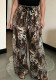 Women's Beaded Drawstring Loose Print Casual Wide Leg Pants