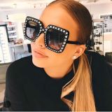Fashion Classic Rhinestone Oversized Sunglasses