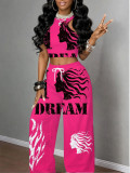 Casual Hip Hop Printed Tank Top & Wide Leg Pants Set
