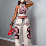 Women's Print Tank Top & Wide Leg Pants Set