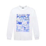 Spring Unisex Purple Graphic Letter Print Long Sleeve T-Shirt