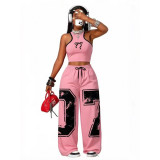 Casual Hip Hop Print Tank Top & Wide Leg Pants Set