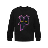 Spring Unisex Purple Graphic Letter Print Long Sleeve T-Shirt