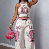 Women's Print Tank Top & Wide Leg Pants Set