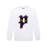 Spring Unisex Purple Graphic Letter Print Long Sleeve T-Shirt