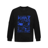 Spring Unisex Purple Graphic Letter Print Long Sleeve T-Shirt