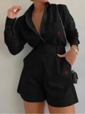 Casual Linen Solid Shirt & Drawstring Wide Leg Shorts Set