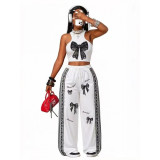 Casual Hip Hop Print Tank Top & Wide Leg Pants Set